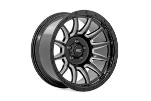Wheel - Rough Country - 90 Series, One-Piece, Multi-Spoke, 18x9, 6x5.5, 0mm - Gloss Black with Machined Spokes